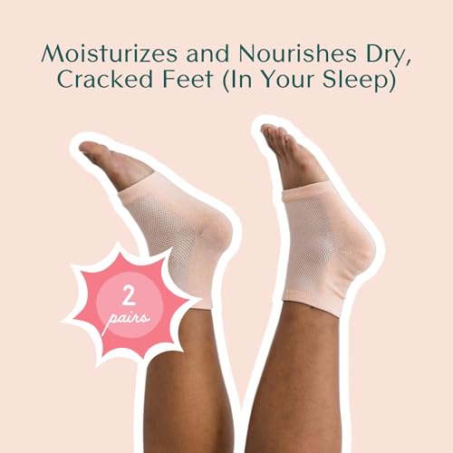 Bare August Moisturizing Gel Heel Socks - Hydrating Foot Sleeves (2 Pairs)
