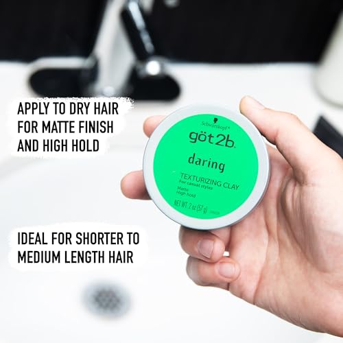 got2b Daring Texturizing Clay, 2 Fl Oz, Matte Finish and High Hold Styling Hair Clay For Men and Women, Non-Greasy, Non-Sticky Hair Texturizer for Short to Medium Hair