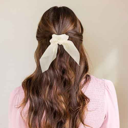 6 PCS Small Silk Scrunchies, Hair Ties with Knotted Bows, Satin Hair Ribbons Elastic Hair Ties for Women Girls, Christmas Gifts