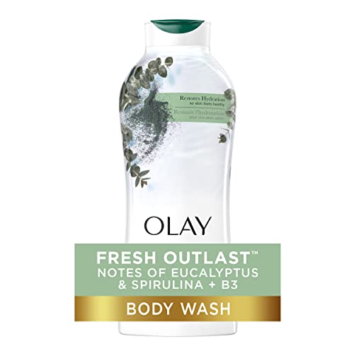 Olay Fresh Outlast Paraben Free Body Wash with Relaxing Notes of Eucalyptus and Spirulina, 22 fl oz, Pack of 4