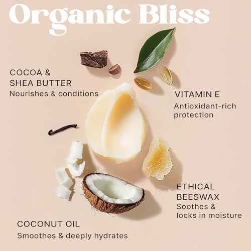 USDA Organic Lip Balm - USA Made with Natural Ingredients, Stocking Stuffers for Adults & Teens, Beeswax Vanilla Chapstick for Dry Lips, Beauty Gifts for Women, Birthday Gifts for Her & Him