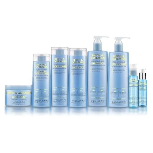 GIOVANNI Biotin & Collagen Leave-In Conditioner - Strengthening, Vegan, Cruelty-Free, Infused with Natural Botanical Ingredients, Salon-Quality, Color-Safe, For Healthy-Looking Hair - 8.5 Oz