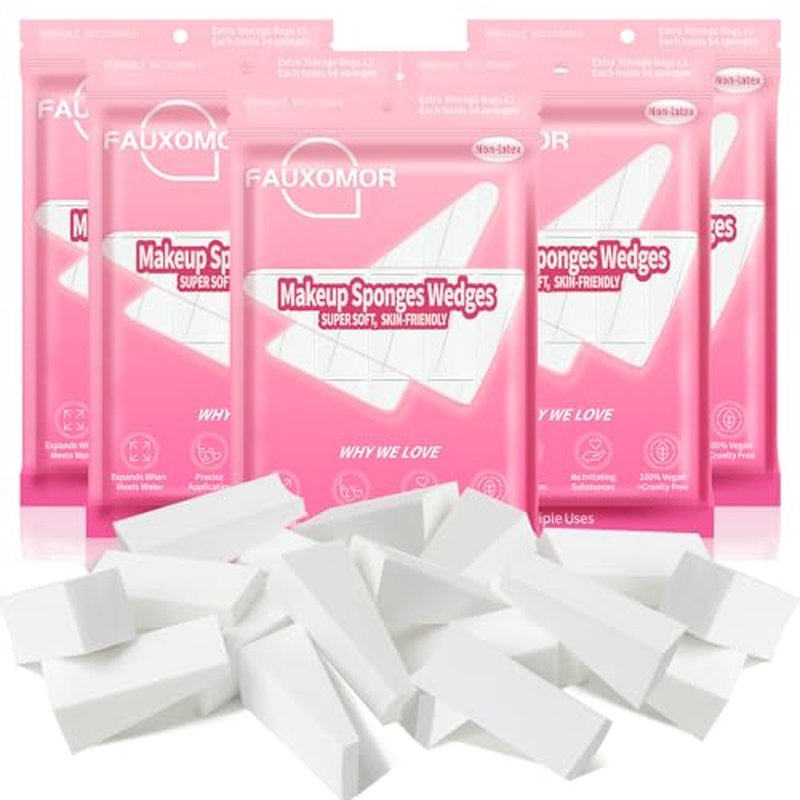 540 Pcs New Makeup Sponges Wedges for Face Foundation, Latex-Free Triangle Cosmetic Make Up Sponge for Flawless Application and Blending, Beauty Blender for All Skin Types with Ten Pouches