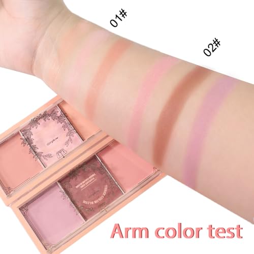 HHLTOH 3-Color Matte Blush Palette with Brush - Contour & Bronzer Makeup Set