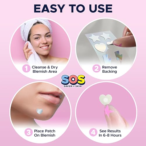 Fun Shape Blemish Patches - Fast Acting Hydrocolloid for Pimples, Zits, Acne, and Face Blemishes - Latex-Free & Vegan with a Splash of Style (Holographic Silver)