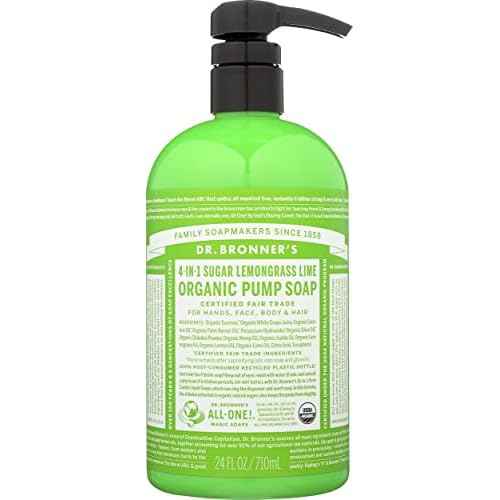 Dr Bronner Organic 4-in-1 Sugar Lemongrass Lime Pump Liquid Soap, Vegan, Non GMO, 24 Fluid Ounce (Pack Of 1)