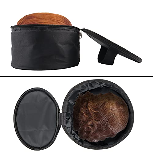 Wig Travel Case,Foldable Round Wig Box,Lightweight and Durable Travel Makeup Case for Men & Women