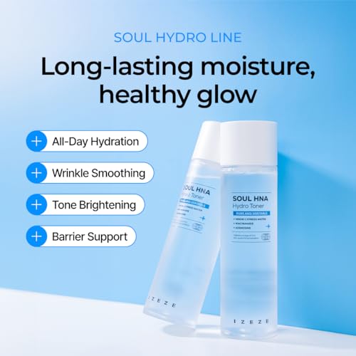 IZEZE Soul HNA Hydro Toner 5.07 fl.oz, 150 ml | Hyaluronic Acid, Dry Skin, Korean Skincare for Hydrating, Cypress Water for Hydration, Skincare Coreano