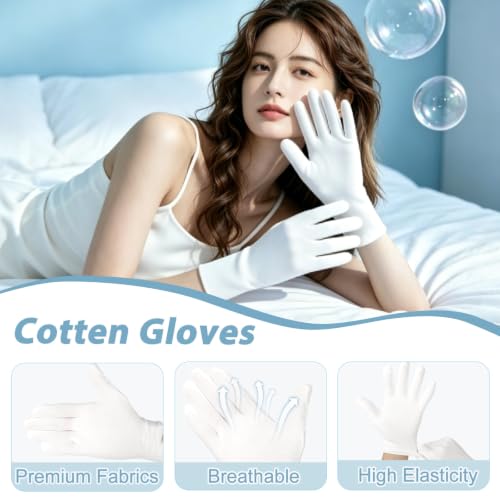 White Cotton Moisturizing Gloves for Dry Hands & Eczema - 15 Pairs