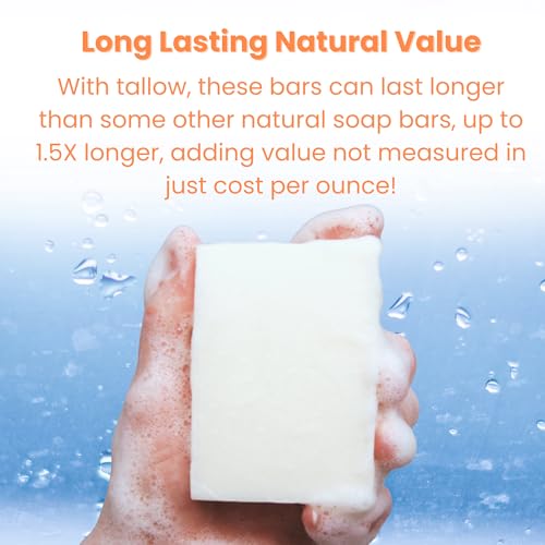 Real American Soap, Clean & Unscented (3 Pack) ? Long-Lasting, Moisturizing Natural Bar Soap with Grass-Fed Tallow, Gentle Conditioning Lard, & Coconut Oil for All Skin Types & Daily Use