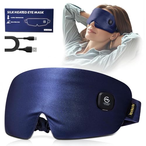 Facemoon Navy Blue Heated Eye Mask for Dry Eyes, Cordless Moist Heat, 3 Settings