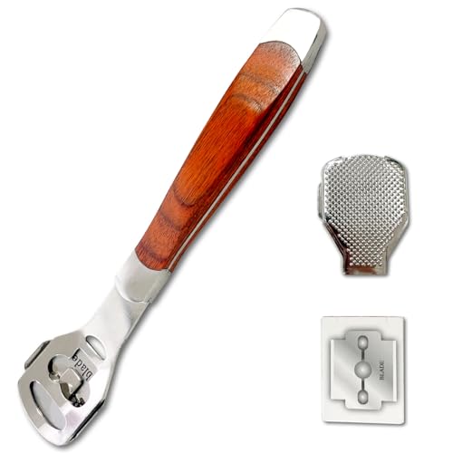 Foot Callus Remover Shaver with Wooden Handle & Extra Blades - Pedicure Tool