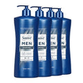 Suave Men Deep Cleansing 3 in 1 Shampoo, Conditioner & Body Wash with Charcoal Powder, Detoxifies & Cleanses Hair & Skin, Removes Oil & Impurities, 4 Count, 28 FL OZ Pump