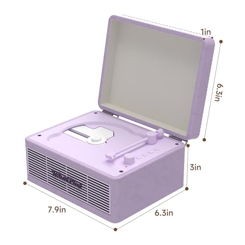 Portable Bluetooth CD Player with Rechargeable Battery & Speakers - Retro Design, AUX/TF Card Support