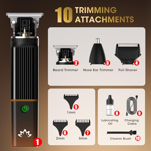 Lanumi 3-in-1 Beard Trimmer Kit for Men - Rechargeable Electric Hair Trimmer with Nose Hair Trimmer & Shaver - Cordless Grooming Set for Beard, Mustache, Body Hair - Men¡¯s Gift