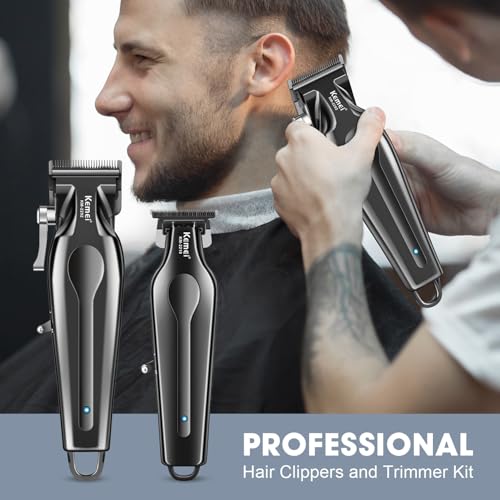 KEMEI Professional Hair Clippers Set for Men, Clippers for Hair Cutting, Cordless Rechargeable Hair Clippers Kit, Haircut Clippers, Hair Cutting Tools, LED Display, Gifts for Men