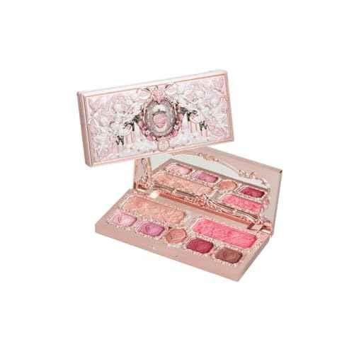 Flower Knows Strawberry Cupid Makeup Palette,Eyeshadow,Blush,Highlighting & Contour All-in-One Face Makeup Palette with 4 Matte+3 Shimmer Pink Shades(S02 Cupid's Mischief,0.49 Oz)