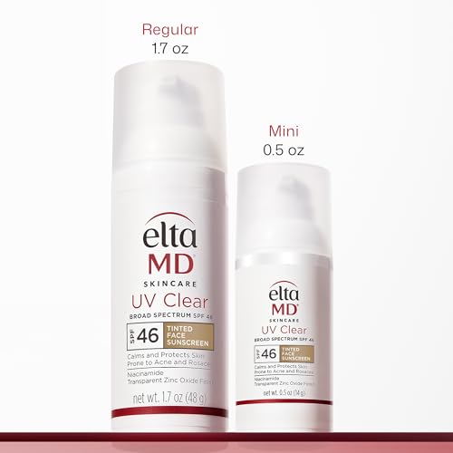 EltaMD UV Clear Tinted Sunscreen SPF 46 - 0.5 oz Travel Size, Oil-Free