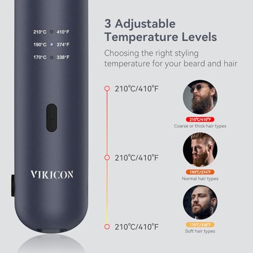 VIKICON Mini Cordless Hair & Beard Straightener | 3/10" Ceramic Plates