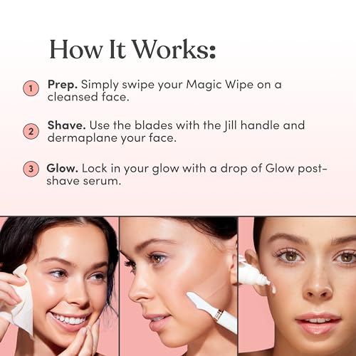 JILL Glow After Shave Cream for Face ? Post Shave Dermaplane Moisturizer with Jojoba Oil, Aloe Vera, Hyaluronic Acid & Niacinamide ? Redness & Irritation Relief ? 4 Pack, 0.2oz Each