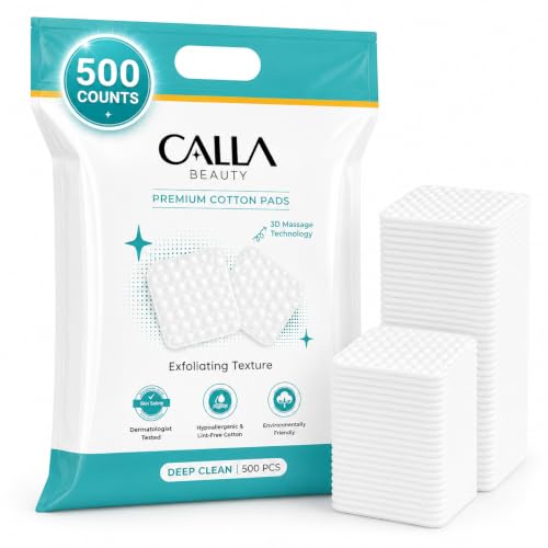 CALLA BEAUTY Exfoliating Cotton Rounds for Face - 500 Count Cleansing Pads