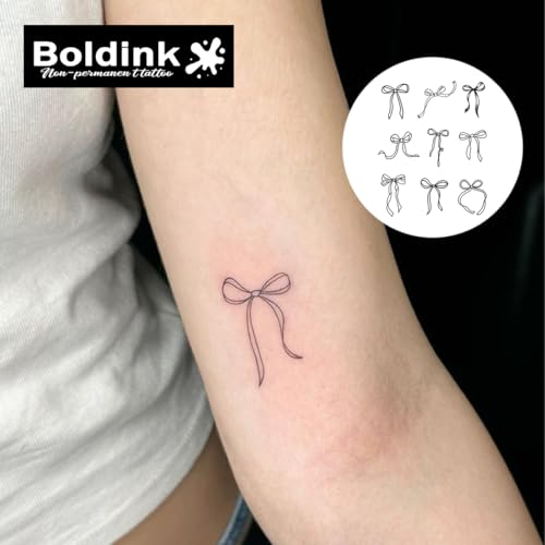 Semi-permanent Tattoos,Realistic Fake Tattoos,Last 7-15 Days,Waterproof Non-reflective Temporary Tattoo Stickers,Cruelty-free,Uniquely Designed Exquisite Packaging(Bowknot)