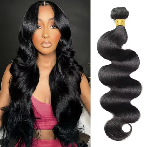 12A Human Hair Bundles 20 Inch Body Wave Bundles Human Hair 100% Unprocessed Brazilian Virgin Weave 1 Bundle for Women Natural Black Wavy Human Hair Extensions
