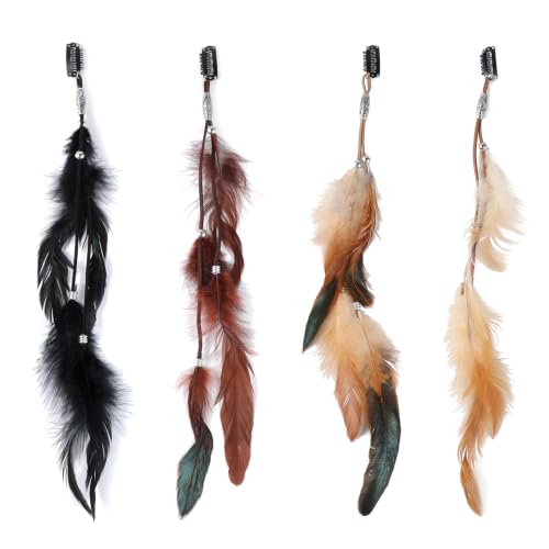 Feather Hair Clips with Korean Velvet - 4 Pack