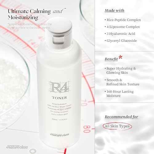 R4 Hydrating Rice Toner ? Glass Skin, Toner for Face, Deep Moisturizing, Rice Water, Hyaluronic Acid, Squalane, Korean Skin Care, Fragrance Free, Sensitive Skin, 6.76 fl oz