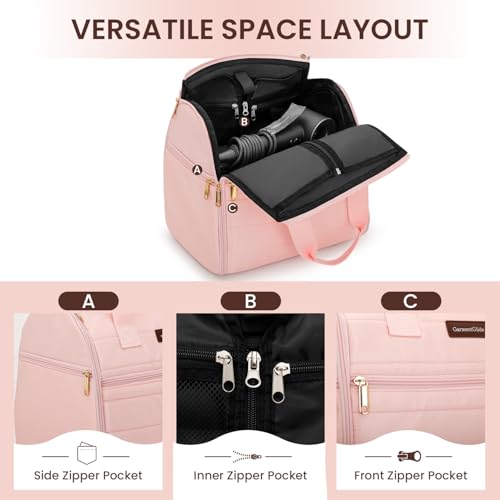 Wig Storage Bag Holds 3 Wigs Hair Tools Travel Bag Full-Open Breathable Organizer Case for Clips, Hair Dryer, Flat Curling Iron Brushes,Cosmetic Toiletry Tote Valentine's Gift for Women Stylist