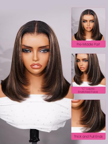 ISEE 10-Inch Yaki Straight Bob Wig - Glueless Layered Human Hair