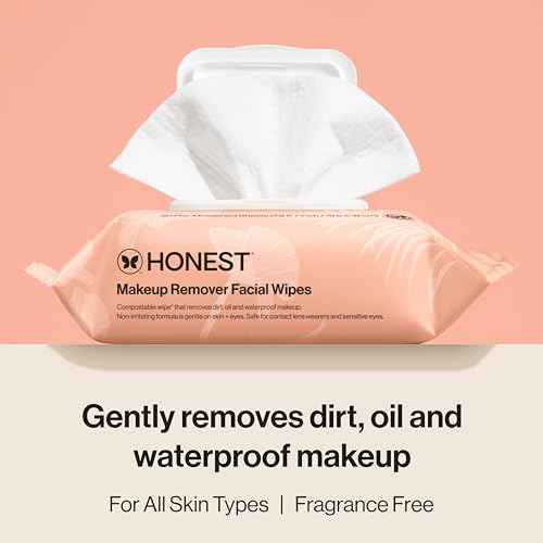 Honest Beauty Fragrance Free Cleansing Makeup Remover Facial Wipes | Plant Based, Hypoallergenic, Gentle for Sensitive Skin | 90 Count