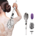 WJX Electric Body Brush with Replaceable Heads ? Rechargeable, Waterproof, 2-Speed Adjustable Back Scrubber for Shower (Snow White)