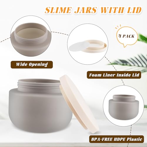 4 Pack 8oz Plastic Jars Wide Mouth Container Grey