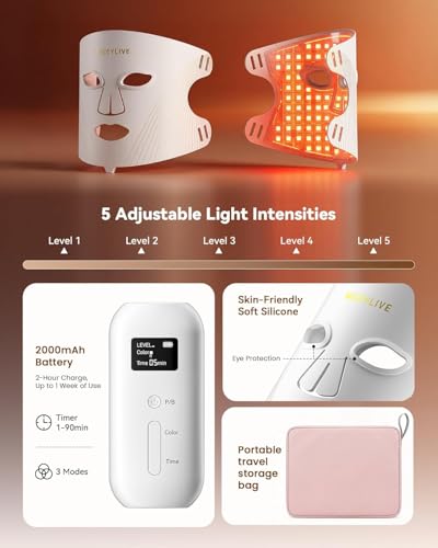 MICEYLIVE Red Light Therapy Face Mask with LED & NIR – 432 LEDs for Clearer Skin