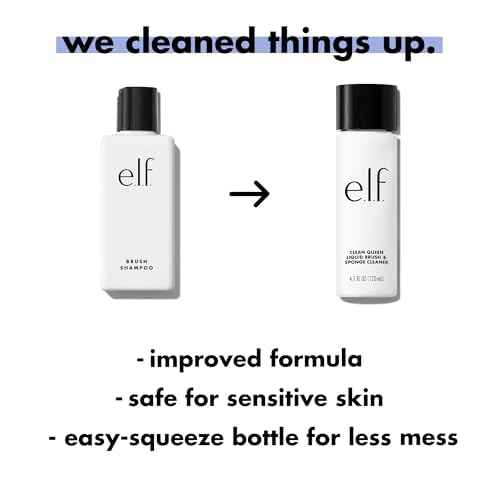 e.l.f. Clean Queen Liquid Brush & Sponge Cleaner, Gentle Foaming Cleaner For Removing Leftover Makeup, Dirt & Grime, Vegan & Cruelty-Free, 4.1 oz