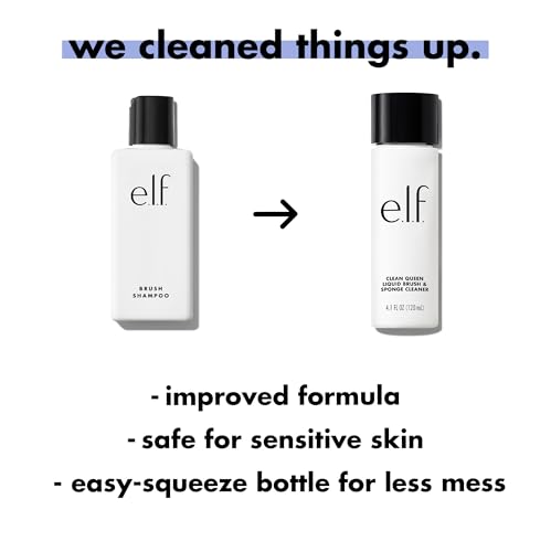 e.l.f. Clean Queen Makeup Brush & Sponge Cleaner - Gentle Foaming, Vegan, 4.1 oz