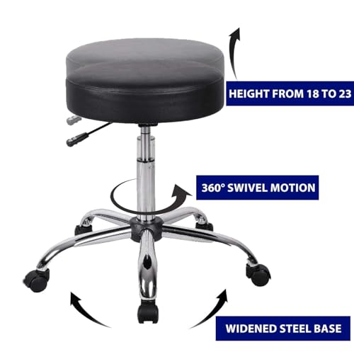 Rolling Stool with Wheels Adjustable Stool Professional Salon Tattoo Swivel Rolling Lash Chair Soft Comfortable