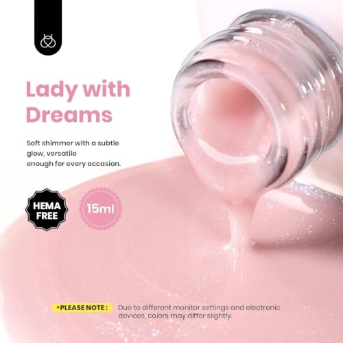 Beetles Builder Gel Pink Glitter Pink 8-in-1 HEMA-Free Nail Gel for Strong Manicures
