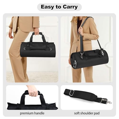 Hair Tools Travel Bag, Roll Up Tool Bag Organizer for Hair Stuff, Hairstylist Traveling Bag with 8 Detachable Zipper Pouch, Professional Cosmetology Bag for Hairdresser Barber, Heat Resistant Lining