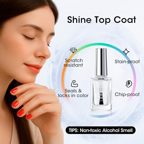 GELLEN Clear Nail Polish Top Coat | No Lamp Needed, 7-Day Wear