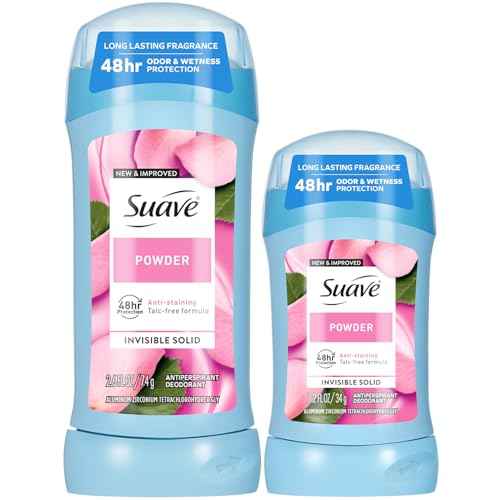 Suave Antiperspirant Deodorant for Women, Powder 2-Size Variety Pack ? Anti-Staining Invisible Solid, Talc-Free (2 Piece Set)
