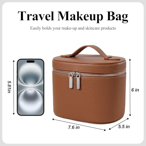 Honitty Makeup Organizer Bag with Compartments, 7.6x5.5x6in