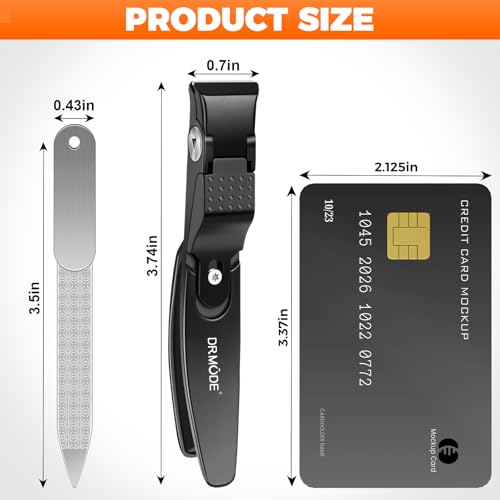 Straight Nail Clippers for Men, Heavy Duty 18mm Large Toenail Clippers for Thick Nails for Seniors with Wide Jaw, Ergonomic Long Handled Nail Cutter Edgy Toe Nail Clipper for Adults with File