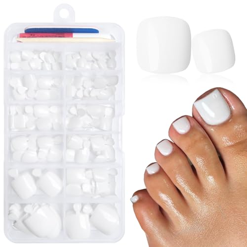 168pc White Press On Toenails Kit - Short Square Fake Toe Nails