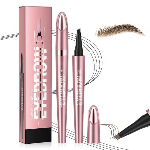 3D Microblading Eyebrow Pen - Waterproof, 4-Tip, Dark Brown