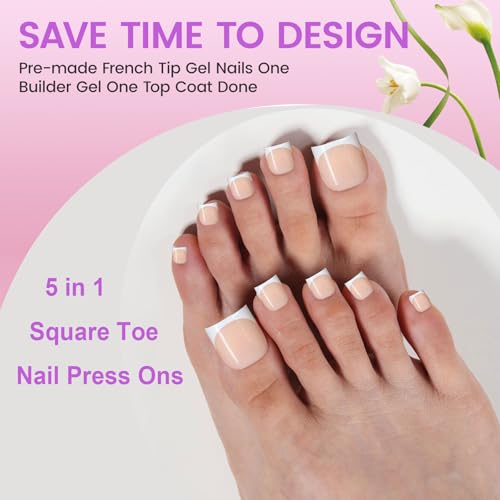 SITELENABY 150pcs Square Toe Nail Tips - French Gel Press On Nails, Full Cover, 15 Sizes, Durable & Easy to Apply