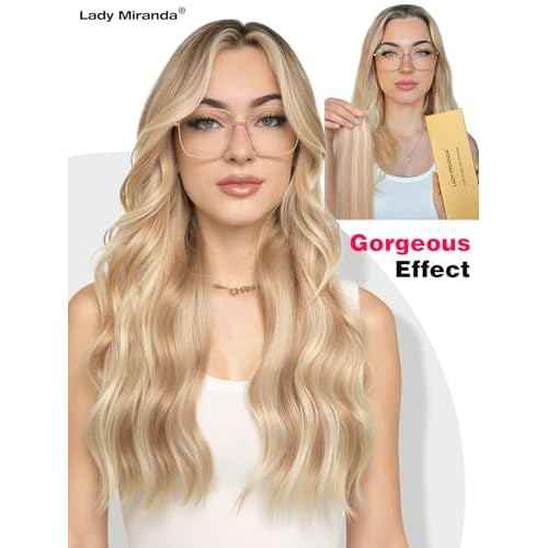 LADY MIRANDA Double Weft Invisible Hair Extensions Real Human Hair Butterfly Genius Hand Tied Weft Hair Extensions Human Hair 100% Remy 18 Inch 100g Seamless Genius Twin Tab Remy Human Hair (18/60)
