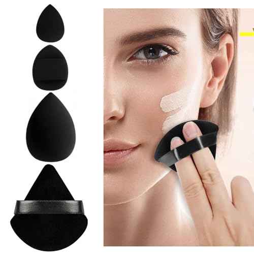 12 pcs Makeup Sponge Blender Sponges for Liquid, Cream, and Powder, Make up sponges for foundation Powder Puff Face Triangle Face Makeup Puff Wet Dry Dual-Use (Black)