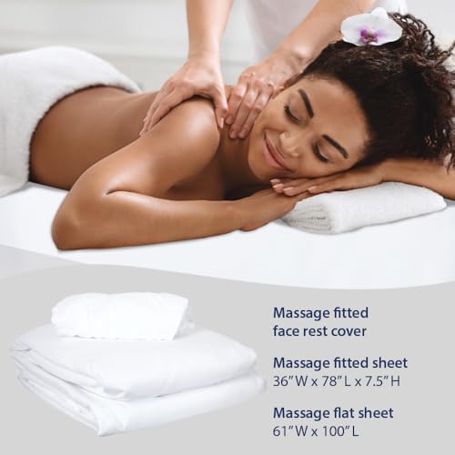 ForPro White Premium Microfiber 3-Piece Massage Sheet Set - 63x100 Flat, 36x77 Fitted, 7" Face Rest